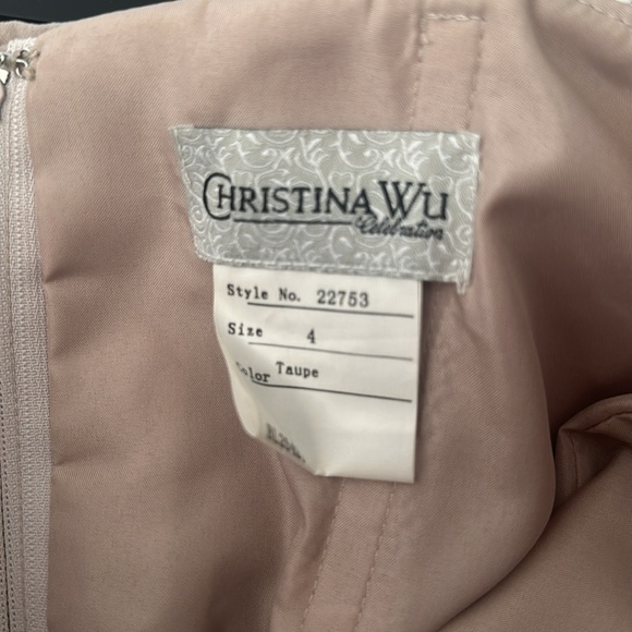 Christina Wu Collection Dress in Taupe - Picture 4 of 4